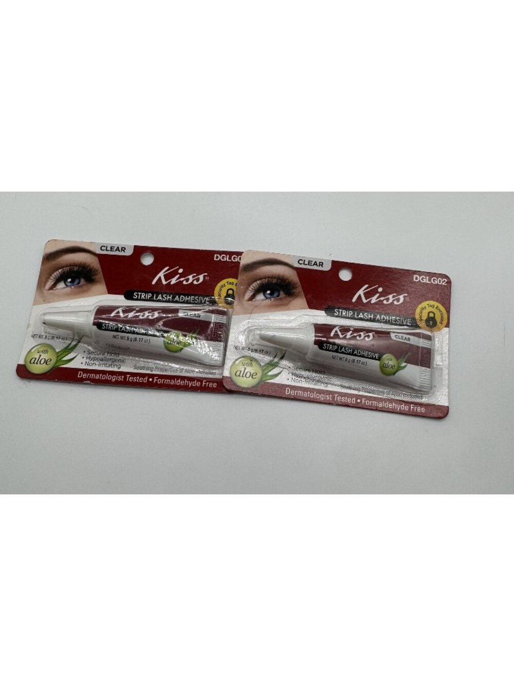 Kiss Strip Lash Adhesive With Aloe DGLG02 Clear Lot of 2 Hypoallergenic New